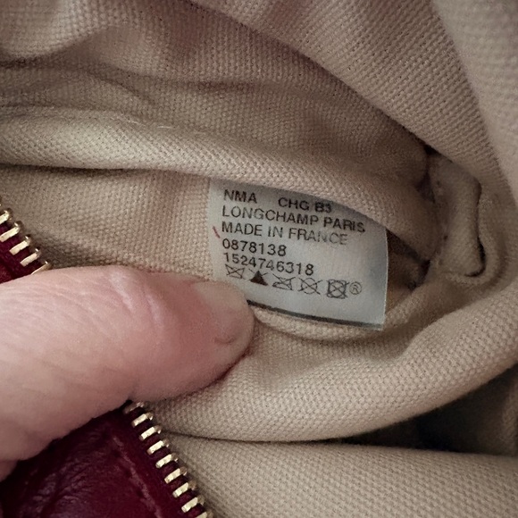 Longchamp LM Cuir Embossed Leather Wristlet - Burgundy/Berry - Picture 5 of 5